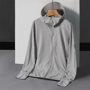 BRELRMON夏季UPF50+防曬衣女防紫外線冰絲外套透氣皮膚衣風衣釣魚防曬服男 7010銀灰-女（帽檐款） L