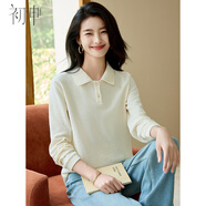 初申春秋長(zhǎng)袖T恤女學(xué)院風(fēng)POLO領(lǐng)華夫格肌理感百搭休閑上衣S143T2033