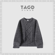 TAGD簡約純色粗線擰花寬松圓領(lǐng)毛衣男2025冬季新款慵懶風(fēng)百搭針織衫女 深灰色 M