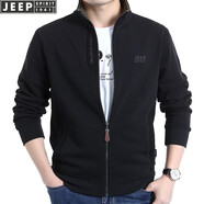 吉普（JEEP）夾克男外套純棉春秋季新款男裝寬松大碼開衫衛(wèi)衣休閑立領(lǐng)男士上衣 黑色 XL(建議150-165斤)