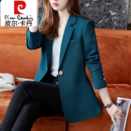 皮爾卡丹（pierre cardin）孔雀藍(lán)小西裝外套女2024新款秋冬季韓版休閑氣質(zhì)時(shí)尚長(zhǎng)袖西服上衣 單件孔雀藍(lán)西服 XL 115-125斤