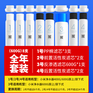 小米（MI）凈水器400/600G濾芯可替換PP棉前后置活性炭RO反滲透1號/2號/3號/4號套裝廚上廚下式小米凈水器 【11122344】600G全年8根套裝