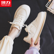 回力女鞋小白鞋女2025新款冬季低幫鞋子女厚底單鞋學(xué)生休閑百搭板鞋女 米色 37