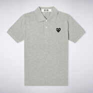 COMME DES GARCONS川久保玲CDG PLAY愛心紅心t恤刺繡印花短袖男女款情侶polo衫 淺灰色 男XXL