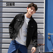 森馬森馬牛仔外套男夾克春秋季翻領(lǐng)茄克ins潮上衣韓版純棉衣服 牛仔黑0870 M