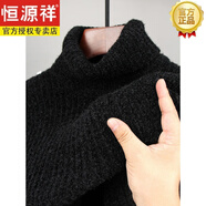 恒源祥冬季高領(lǐng)男士加厚毛衣雪尼爾針織打底衫保暖修身彈力衫潮男打底衫 黑色 M