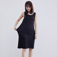 夏季新款中長(cháng)款吊帶女性感打底裙寬松內搭彈力背心連衣裙女 黑色 L【105-125斤】