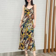 GIRODET吊帶連衣裙 高級感2024新款官方網(wǎng)性感法式垂感高檔裙子5500456款 黃色碎花吊帶裙 2碼=S