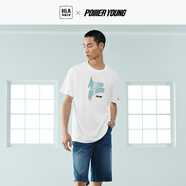 HLA海瀾之家T恤男23新POWER YOUNG短袖夏季 漂白花紋DQ 165/84A