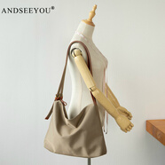 ANDSEEYOU品牌 單肩包女尼龍包2025新款日韓休閑托特包牛津斜挎包手提簡(jiǎn)約 卡其色
