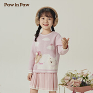 PawinPaw卡通小熊童裝秋冬男女寶軟糯可愛(ài)圓領(lǐng)兒童毛衣 Pink粉紅色/25 100 cm