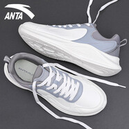 安踏（ANTA）男鞋運(yùn)動(dòng)鞋男夏秋季新款網(wǎng)面透氣跑步鞋戶外軟底徒步旅游休閑鞋子 象牙白/霧灰 【皮面】 45