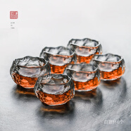 恩壽溯小茶杯主人杯茶具套裝家用高顏值玻璃茶杯品茗杯 50ml 琉璃杯(6個(gè)裝) 透明