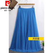 皮爾卡丹（pierre cardin）網(wǎng)紗半身裙女中長(zhǎng)款720度大擺舞蹈裙新疆舞裙廣場(chǎng)舞紅裙子高腰字 天藍(lán)色 【軟紗】 均碼 85厘米裙長(zhǎng)身高1.61-1.65米