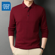 真維斯（Jeanswest）男裝秋季本命年蛇年 凈色百搭休閑長(zhǎng)袖翻領(lǐng)POLO衫男LR 紅色2200 M 165/88A