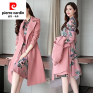 皮爾卡丹（pierre cardin）時(shí)尚韓版2023秋冬套裝新款中長(cháng)款長(cháng)袖連衣裙風(fēng)衣外套女套裝針織 6638#粉色套裝 2XL