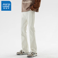 真維斯（Jeanswest）牛仔褲男2025夏季新款修身黑色vibe美式高街褲子復古微喇叭長褲子 D021白色 微喇型 S