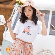 斷碼特價(jià) 特尚萊菲 上衣女夏新款打底衫韓版內(nèi)搭純棉寬松白色圓領(lǐng)短袖t恤女 MYII1010 白色 均碼（95-128斤）