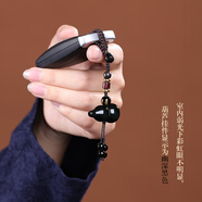 晶菲爾（CRYSTAL PHIL）彩眼黑曜石葫蘆吊墜天然黑水晶汽車(chē)鑰匙扣掛件福祿項鏈手機鏈男女 黑曜石葫蘆鑰匙扣【大號】