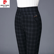 皮爾卡丹（pierre cardin）媽l媽褲子秋冬加絨加厚打底女褲外穿新款高腰女褲彈力中年小腳褲 格子不加絨九分褲 28/L (2尺1腰圍)