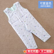 豆苗兒兒童連體衣手工棉花棉褲嬰兒寶寶衣服冬季裝棉衣加厚內(nèi)膽冬季長褲 可愛藍(lán)色（肩開扣輕薄款） 100碼建議2~3周歲