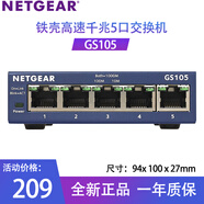Netgear美國(guó)網(wǎng)件GS105/5口全千兆交換機(jī) 企業(yè)級(jí)鐵殼1000M端口五口以太網(wǎng)交換器網(wǎng)絡(luò)監(jiān)控