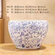 古典北歐風(fēng)花盆陶瓷大號室內外落地多肉綠植盆栽特大口徑特價(jià)清倉 青花瓷白 一套【特大+大號+中號】