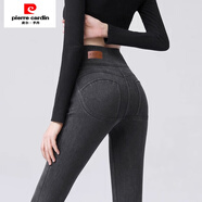 皮爾卡丹（pierre cardin）高腰休閑褲女修身蜜桃臀顯瘦提臀2024秋季新款彈力芭比緊身小腳褲 煙灰色長褲 27(95~105斤)