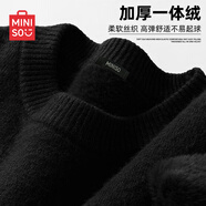 名創(chuàng)優(yōu)品（MINISO）加絨毛衣男冬季保暖一體絨2024新款圓領內搭男士針織衫 黑 XL 