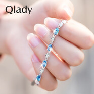 Qlady紫水晶銀手鏈女高級(jí)感輕奢銀飾刻字手飾母親生日情人節(jié)禮物送女友 純潔藍(lán)+魅藍(lán)禮盒