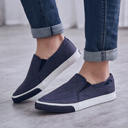 回力 Warrior 帆布鞋男鞋簡(jiǎn)約懶人款男士布鞋低幫一腳蹬薄款套腳休閑鞋 WXY-966 深藍色 41