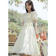 紫蒙連衣裙夏季2024新款法式長(zhǎng)裙學(xué)生少女高中初中生女生衣服裙子夏天 時(shí)尚韓版杏色 均碼（可備注碼數(shù)）