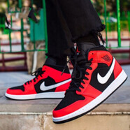 耐克（NIKE）【極速發(fā)貨】 Air Jordan 1 AJ1  翻毛皮做舊籃球鞋 554724-061 黑紅41 41