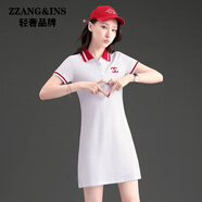 zzang&ins輕奢高檔品牌新款連衣裙女夏天小個(gè)子氣質(zhì)百搭顯瘦運動(dòng)休閑裙子 白色 面料舒適  時(shí)尚顯瘦 M【95斤以下】