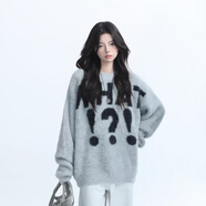 愛圖榮美式古著條紋毛衣女加厚仿貂絨2024新款秋冬季軟糯慵懶外穿針織衣 魔方-A234灰色/杜204 XL