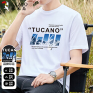啄木鳥（TUCANO）短袖t恤男士夏季時(shí)尚潮流印花透氣百搭打底衫衣服男裝白色E L