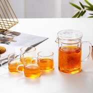 奇思貓玻璃杯帶把泡茶杯茶分水離飄逸杯耐高溫可鴨嘴公道杯帶茶具套裝 450帶嘴（玻璃膽）+4個(gè)帶把小杯