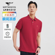 七匹狼短袖T恤男士T恤時(shí)尚中青年翻領(lǐng)商務(wù)休閑小狼標刺繡Polo男裝