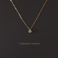 L.Bardeen18k黃金10分20分南非鉆石項鏈女輕奢鎖骨鏈送禮物送女友520禮物 10分鉆 常規款 37+3cm