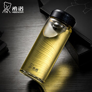 希諾玻璃杯 單層帶濾網(wǎng)泡茶水杯男女式便攜大容量防暴耐熱水晶杯子 XN-6196（530ML 藍黑）