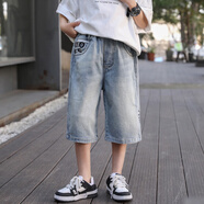 芭梵鼠男童牛仔七分褲夏裝兒童褲子男孩子學(xué)生中大童夏天寬松褲314休閑 170