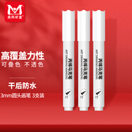 美邦祈富丙烯馬克筆防水畫(huà)鞋手繪diy涂鴉筆套裝畫(huà)筆衣服T恤石頭木頭玻璃上色顏料水性水彩筆白色3支裝美育