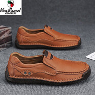 西域駱駝（VANCAMEL）男士真皮休閑皮鞋大碼英倫百搭爸爸鞋 黃棕色【9911四季款】 41