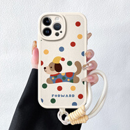 瀚泓源蘋果16promax手機殼iphone新款波點狗狗貓咪15plus可愛14掛繩13防摔12全包xs硅膠8plus軟殼7保護 古董白-波點小狗【手繩款】 iPhone7Plus/iPhone8Pl