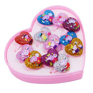 薩拉拉冰雪奇緣兒童戒指 韓版可愛(ài)女孩童卡通戒指愛(ài)莎公主SN9662 12個(gè)心形金沙小豬款