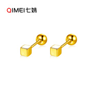 七妹S925銀小方塊螺絲耳釘女精致韓版時(shí)尚簡(jiǎn)約氣質(zhì)小巧睡覺(jué)不用摘的耳飾 純銀小方塊耳釘【金色】1對