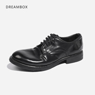 dreambox鈞博皮鞋男商務(wù)正裝意大利馬臀皮復(fù)古手工沿條縫線男鞋 黑色 44