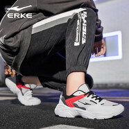 鴻星爾克（ERKE）男鞋休閑鞋2025冬季新款透氣運動(dòng)鞋男耐磨網(wǎng)面防滑跑步鞋輕便跑鞋 白灰2194 39