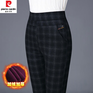 皮爾卡丹（pierre cardin）媽l媽褲子秋冬加絨加厚打底女褲外穿新款高腰女褲彈力中年小腳褲 格子加絨加厚長(cháng)褲 33/5XL (2尺6腰圍)