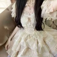 【薔薇物語(yǔ)】白糖少女新品原創(chuàng  )設計Lolita洋裝jsk吊帶連衣裙夏裝 香檳色[贈蝴蝶結] S